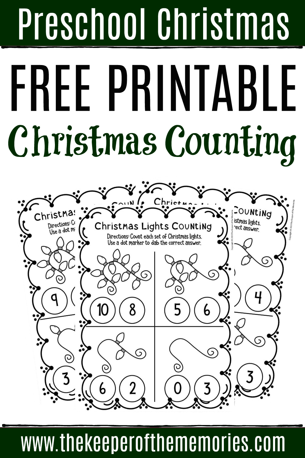 Free Printable Counting Christmas Preschool Worksheets