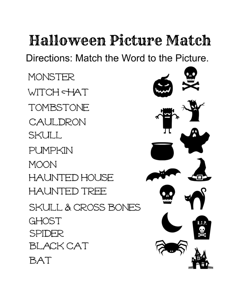 Free Printable Halloween Activity Sheets For Elementary