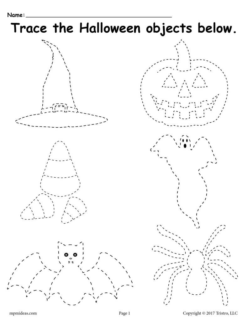 Free Printable Halloween Tracing Worksheet! | Halloween