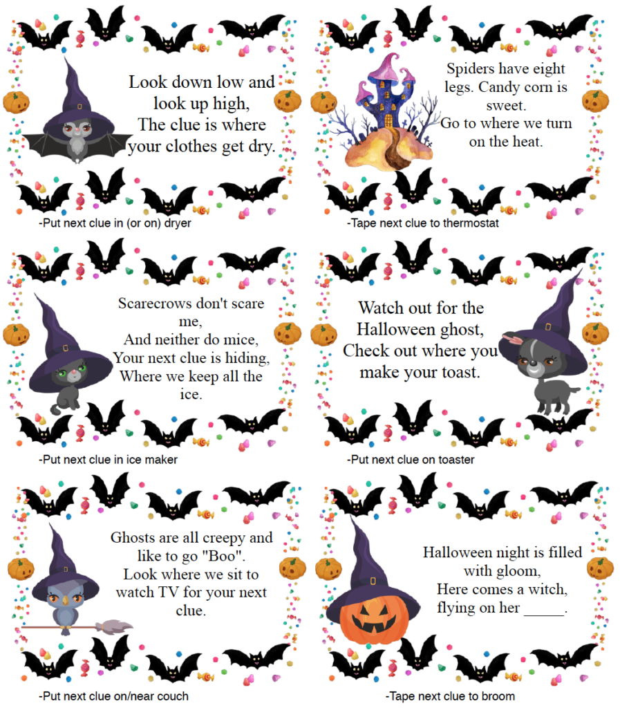 Free Printable Halloween Treasure Hunt For Kids: 24 Clues