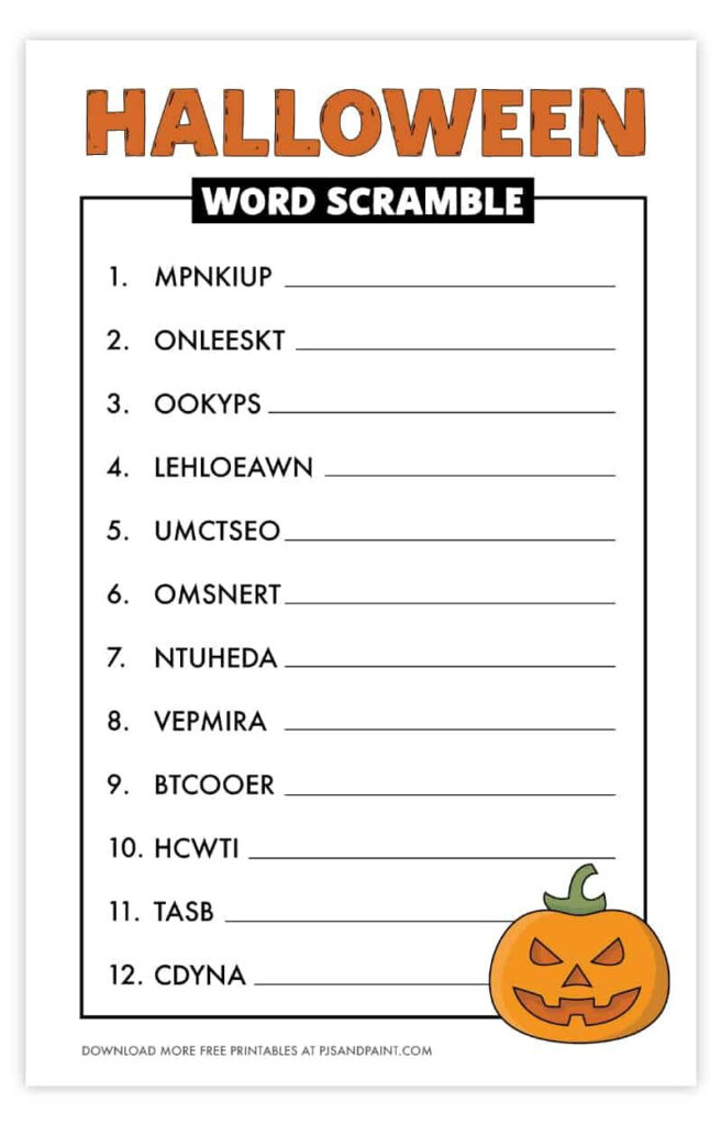 Free Printable Halloween Word Scramble In 2020 | Halloween