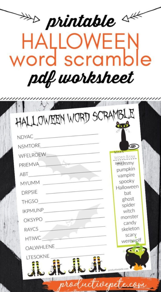 Free Printable Halloween Word Scramble Worksheet Pdf For