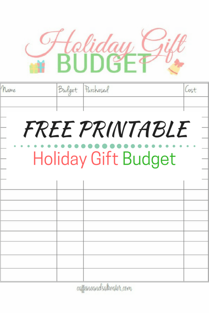 Free Printable Holiday Gift Budget Worksheet, Available In