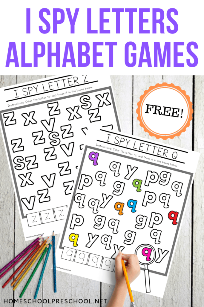 Free Printable I Spy Letters Alphabet Worksheets