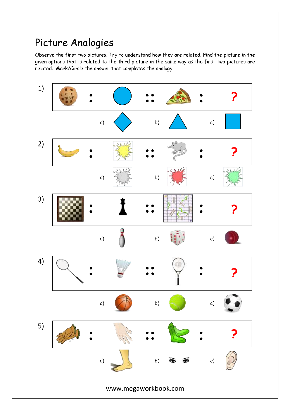 Free Printable Picture Analogy Worksheets - Logical