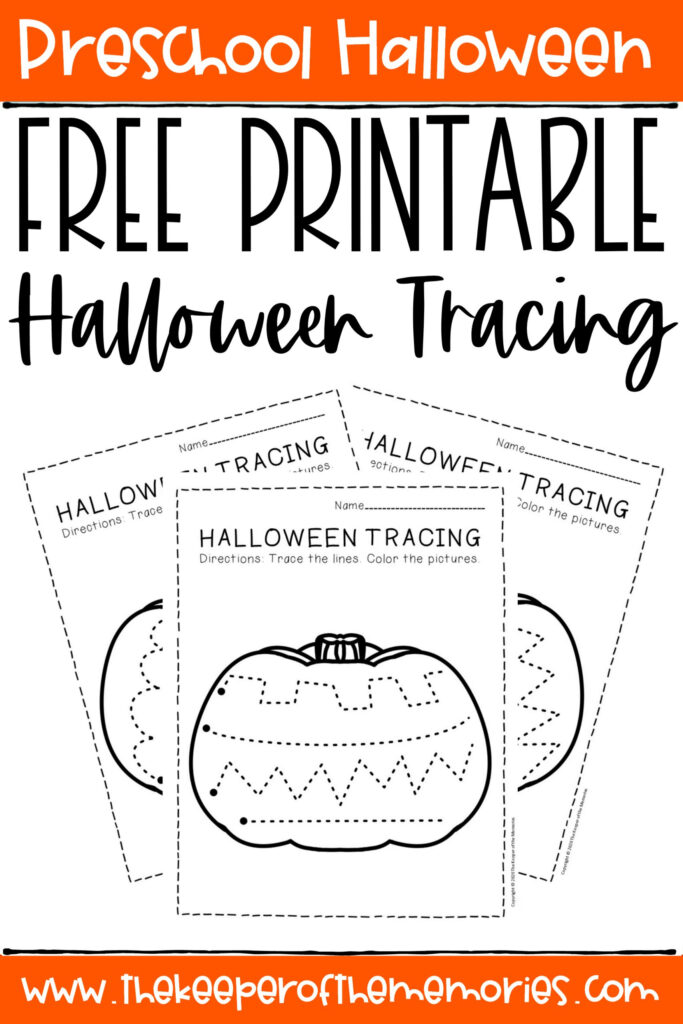 Free Printable Tracing Halloween Preschool Worksheets   The