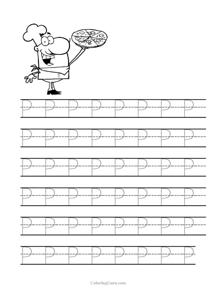 Free Printable Tracing Letter P Worksheets For Preschool Within P Letter Tracing