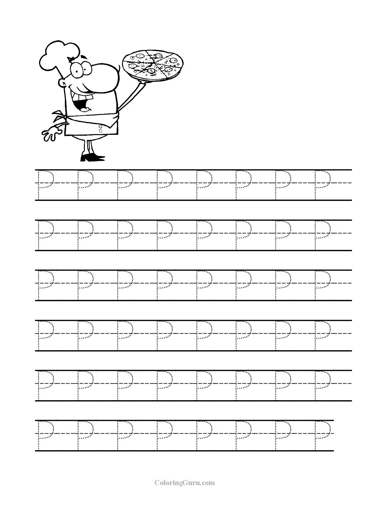 Free Printable Tracing Letter P Worksheets For Preschool within P Letter Tracing