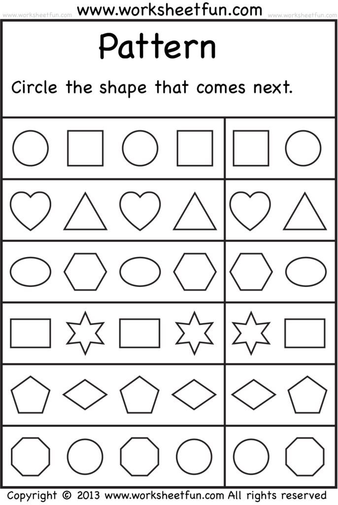 Free Printable Worksheets | Pattern Worksheet, Patterning