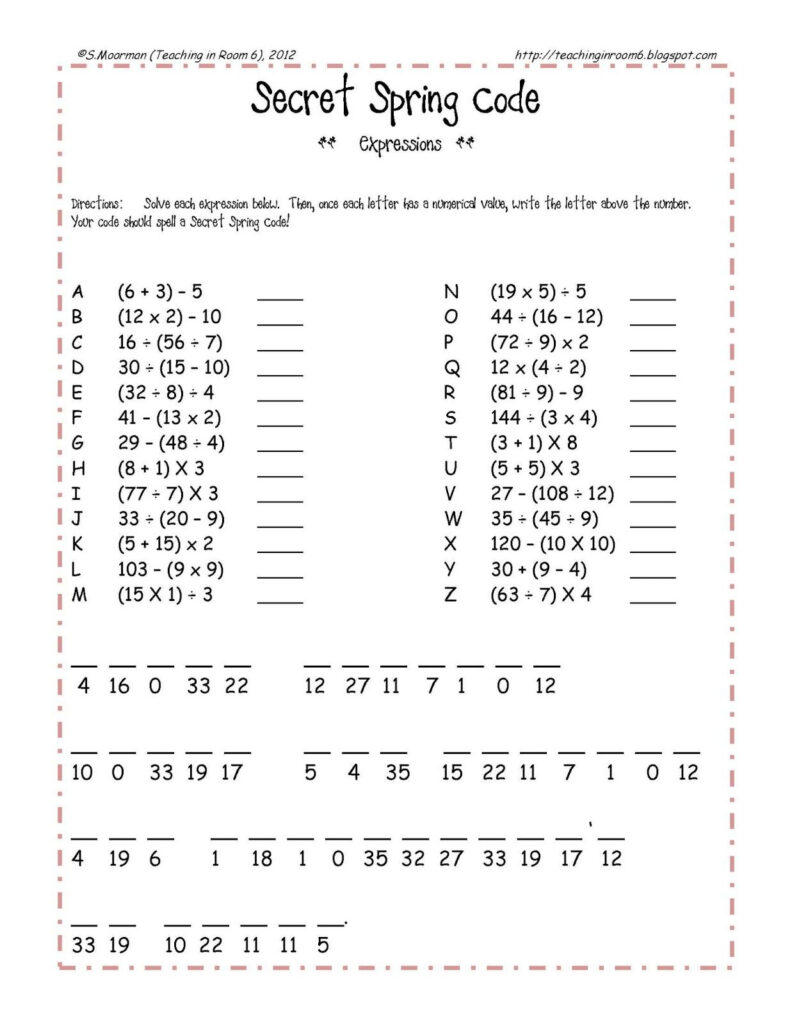 Free Spring Themed Order Of Operations Review Sheet Quick