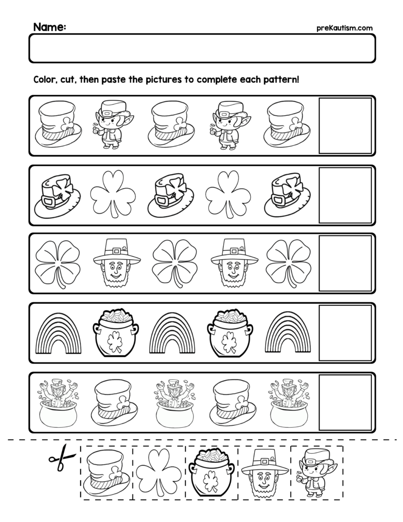 Free St. Patrick's Day Pattern Worksheets | Ab Patterns