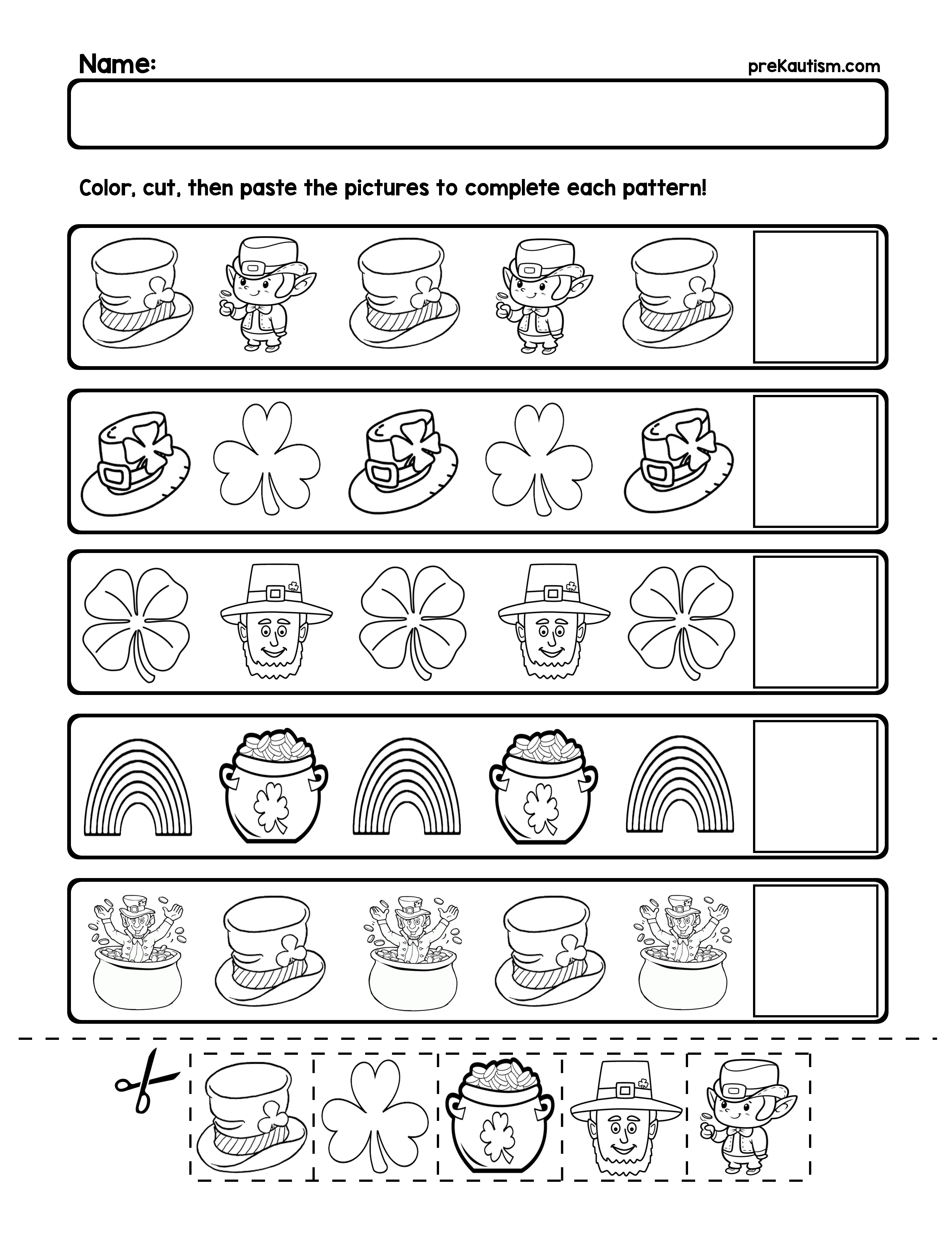 Free St. Patrick&amp;#039;s Day Pattern Worksheets | Ab Patterns