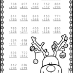 Free Three Digit Subtraction With Regrouping Christmas Theme