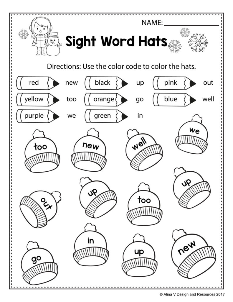 Free Winter Literacy Worksheet For Kindergarten (No Prep
