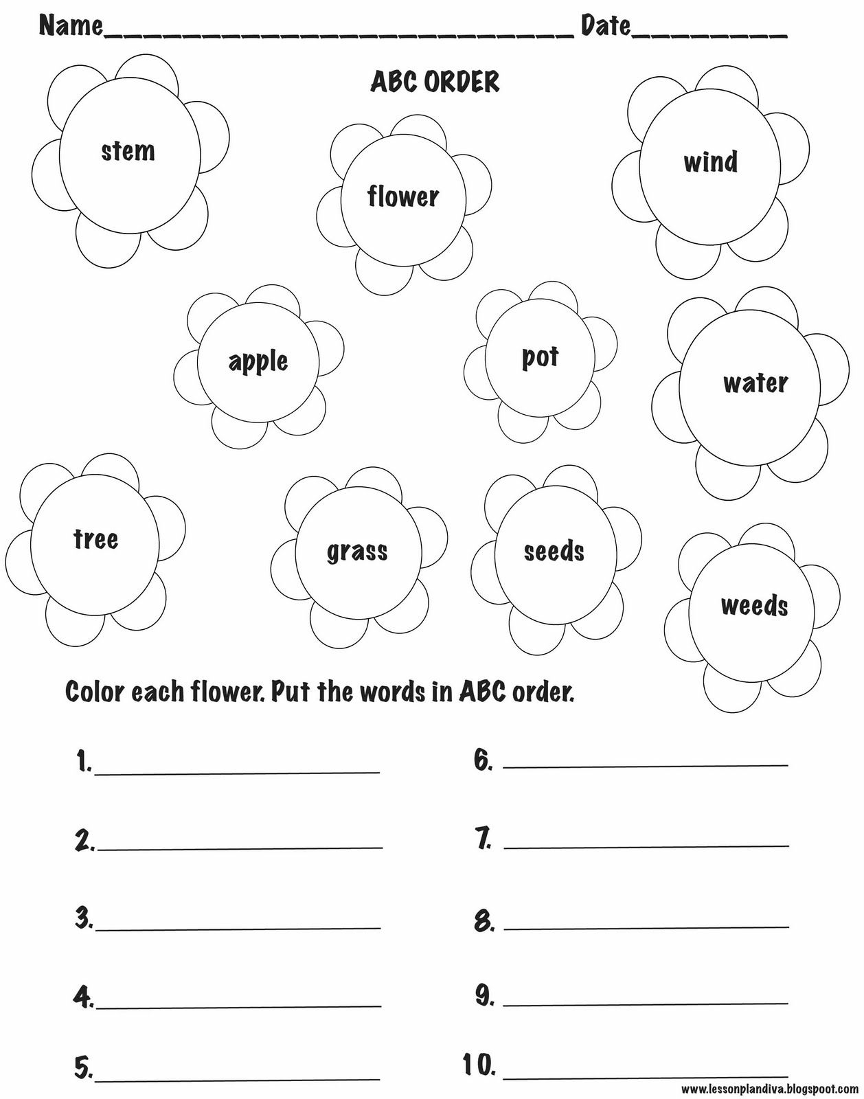 Freebie- Abc Order | Abc Order, Abc Order Worksheet, Abc