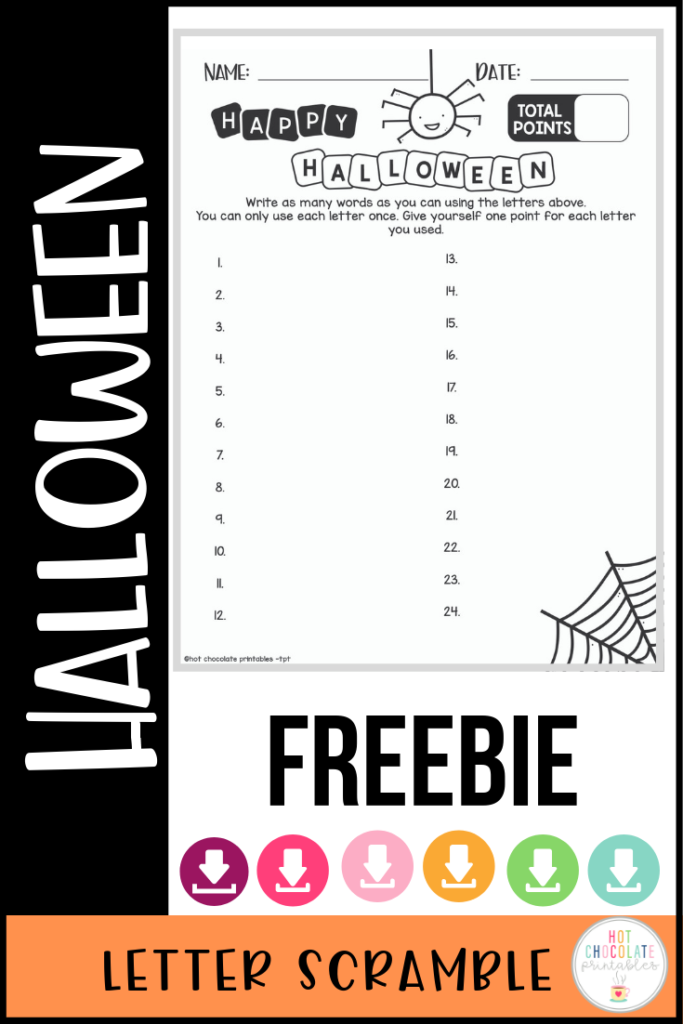 Freebie! Halloween Letter Scramble Worksheet | Printable