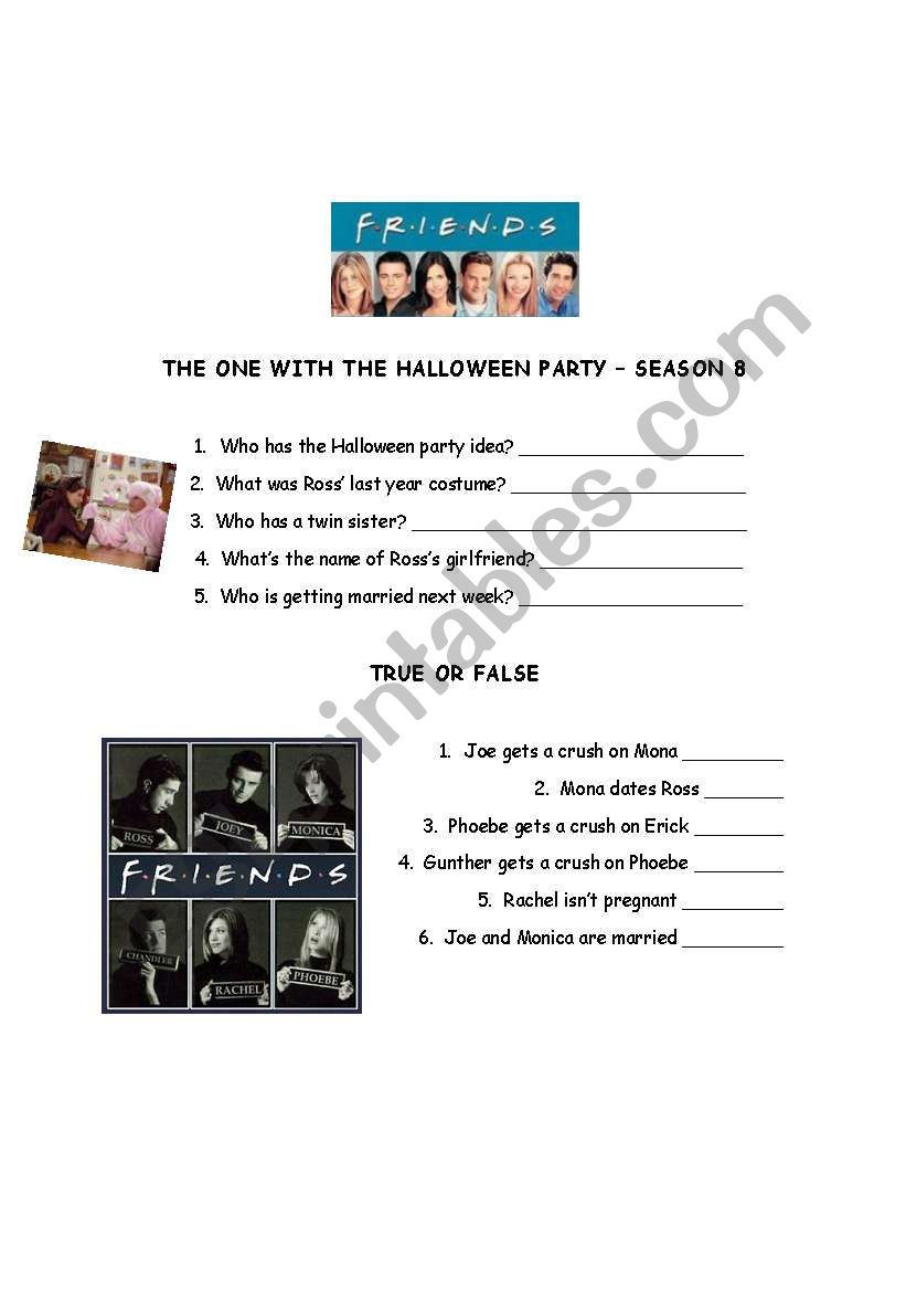 Friends: The One With The Halloween Party - Esl Worksheet