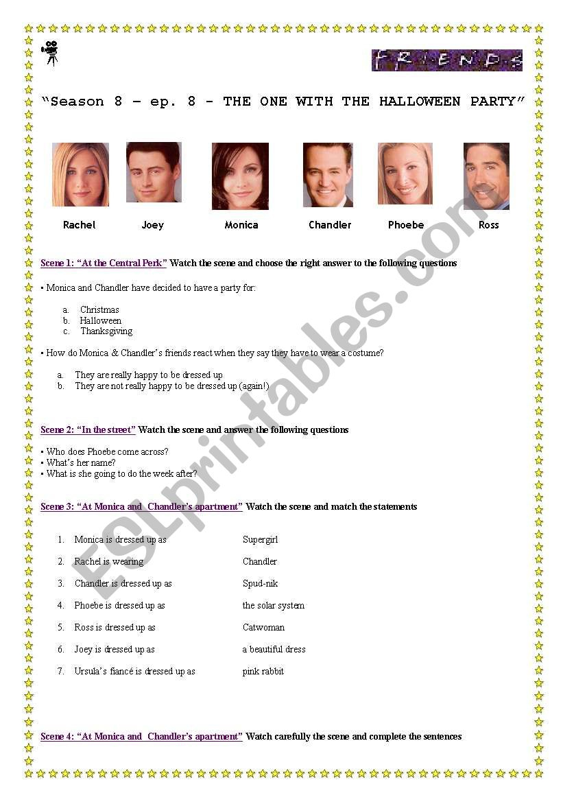 Friends &amp;quot;the One With The Halloween Party&amp;quot; - Esl Worksheet