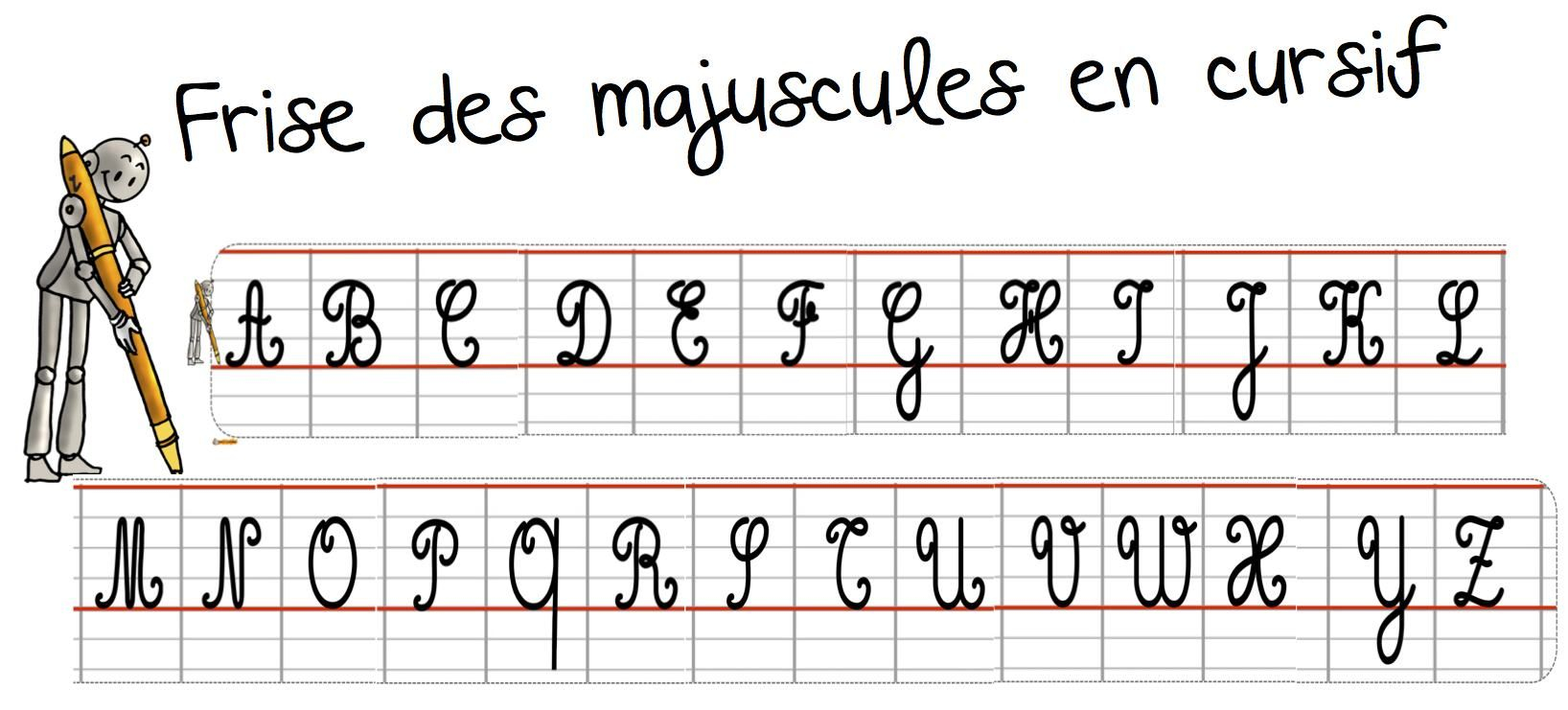 Frise De L&amp;#039;alphabet Des Majuscules En Cursif | Cursive