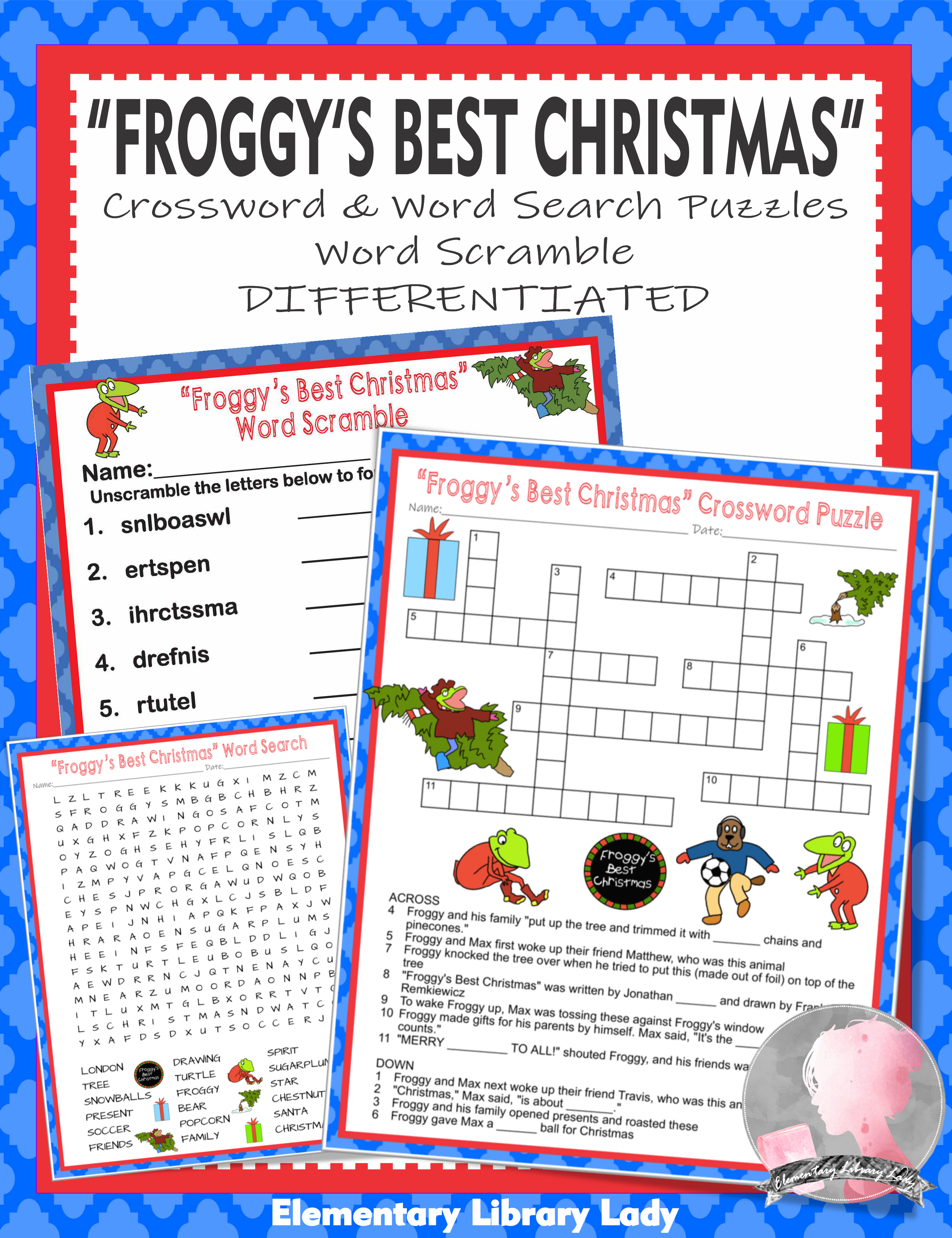 Froggy&amp;#039;s Best Christmas&amp;quot; Activities Crossword Word Searches