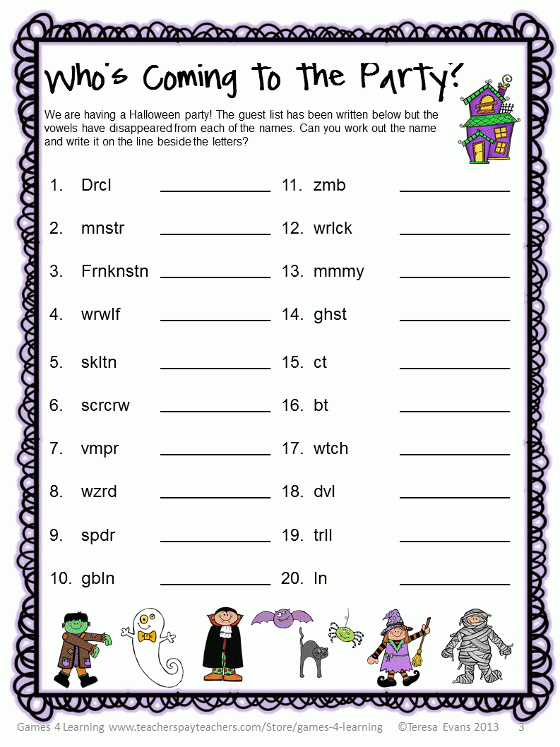 Fun Games 4 Learning: Halloween Literacy Freebies