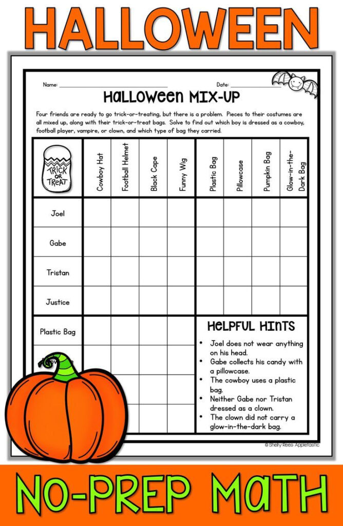 Fun Halloween Math Worksheets 4Th Grade Assessment Test