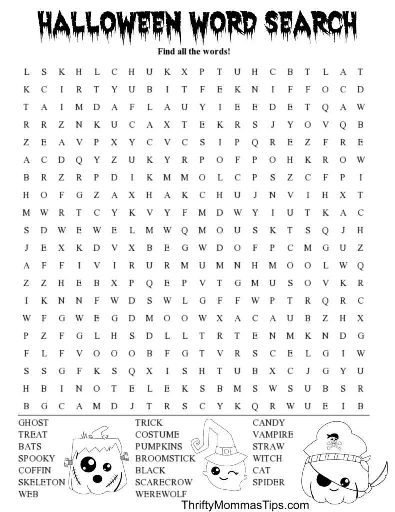 Fun Halloween Word Search Printable   Thrifty Mommas Tips