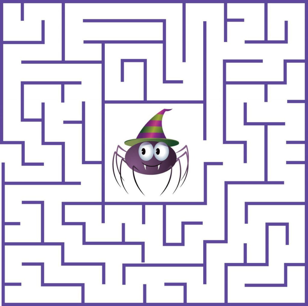 Fun Mazes For Kids Spider | Mazes For Kids, Halloween Maze