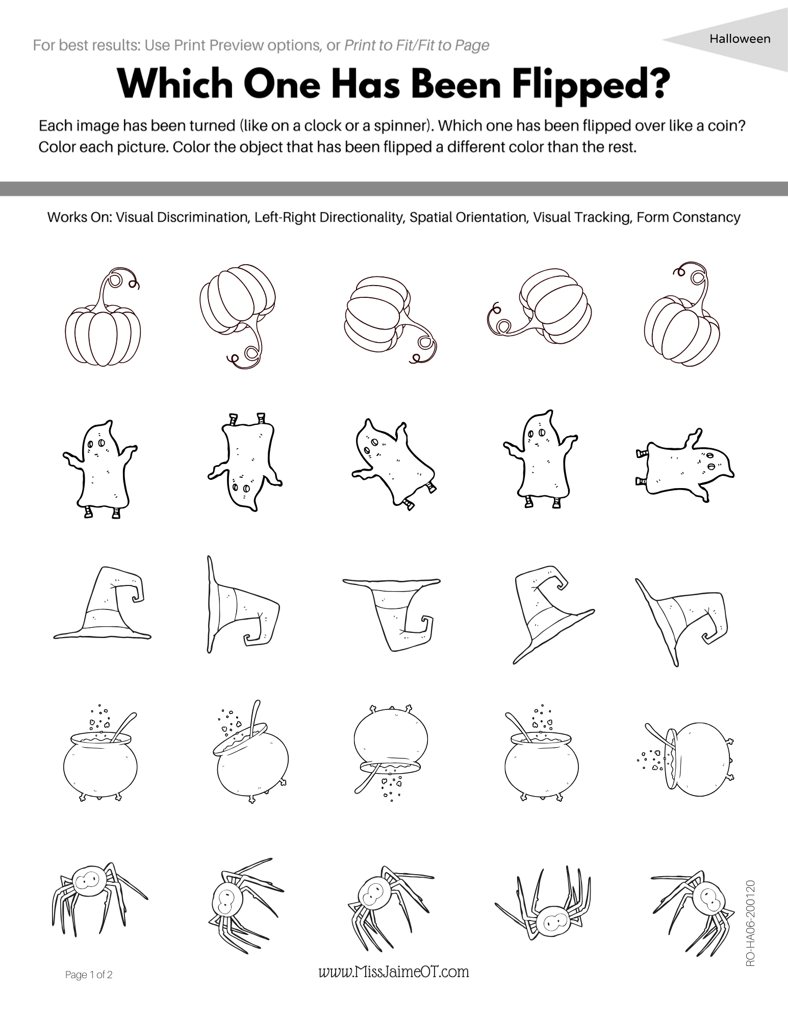 halloween visual perceptual worksheets