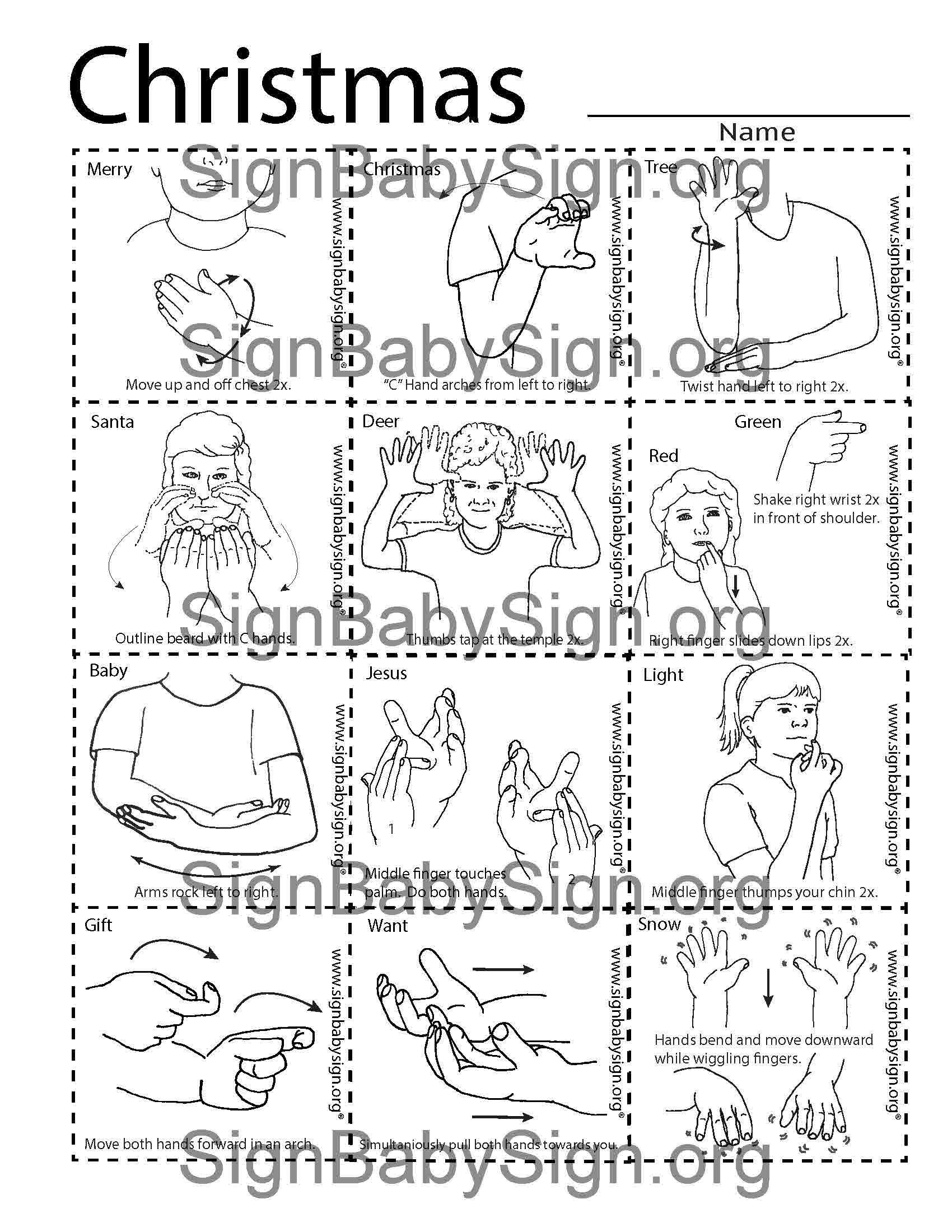 Get This Christmas Asl Sign Language Flash Card Set For Free