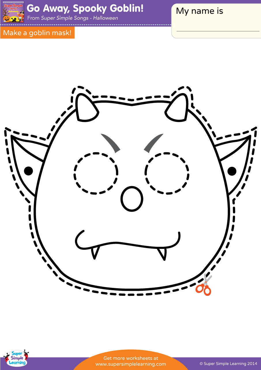 Go Away, Spooky Goblin! Worksheet - Make A Mask - Super