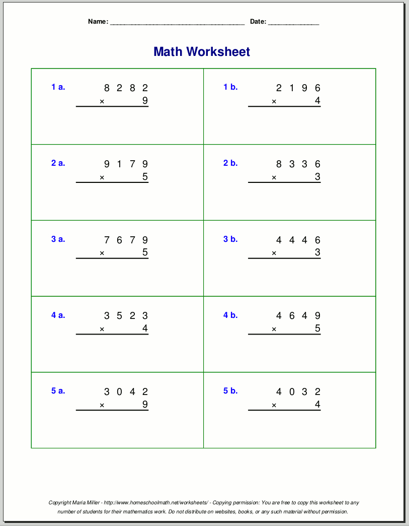 Grade 4 Multiplication Worksheets Pdf 4 Multiplication