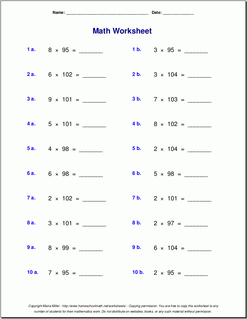 Grade 5 Multiplication Worksheets