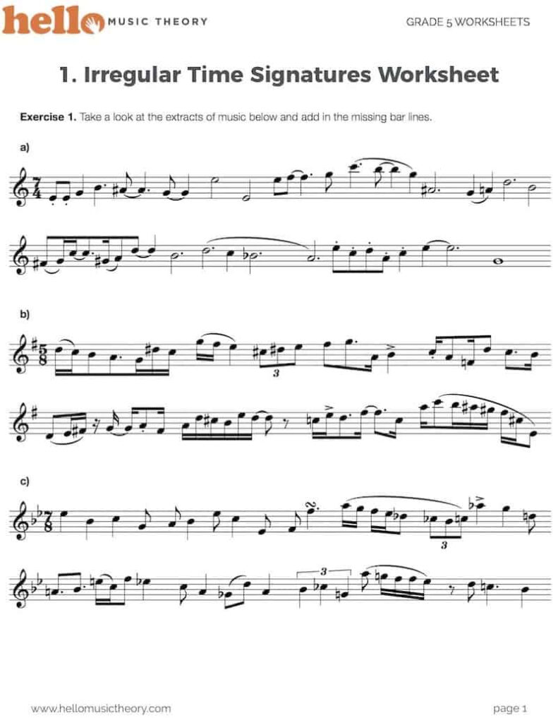 Grade Music Theory Worksheets Hellomusictheory Free