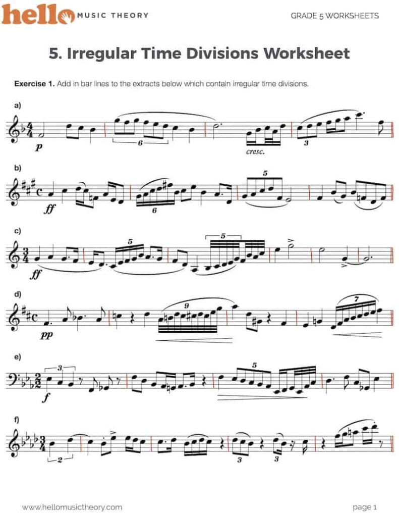 Grade Music Theory Worksheets Hellomusictheory Free