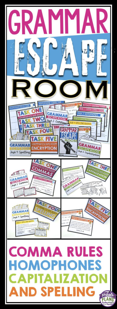 Grammar Escape Room Activity | Student Teaching Gifts