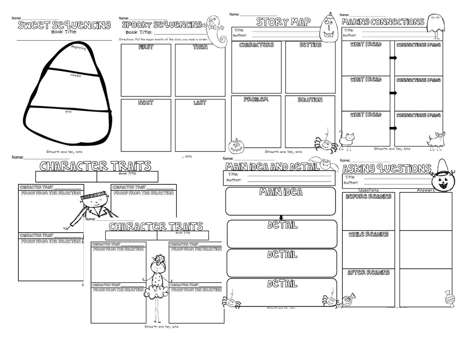 Graphic Organizers For Any Book--Halloween Themed | Reading