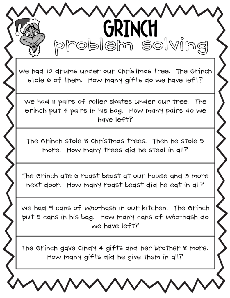Grinch Proble Solving Activity.pdf | Christmas Kindergarten