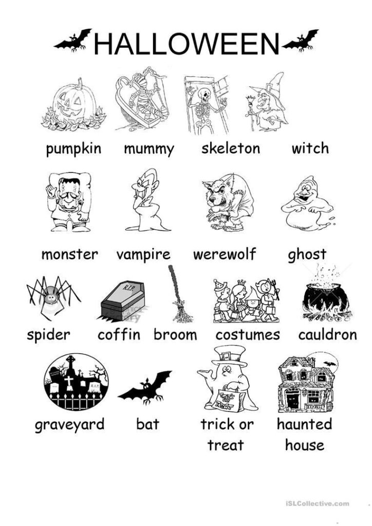 Halloween Activity Worksheets Kindergarten English Esl