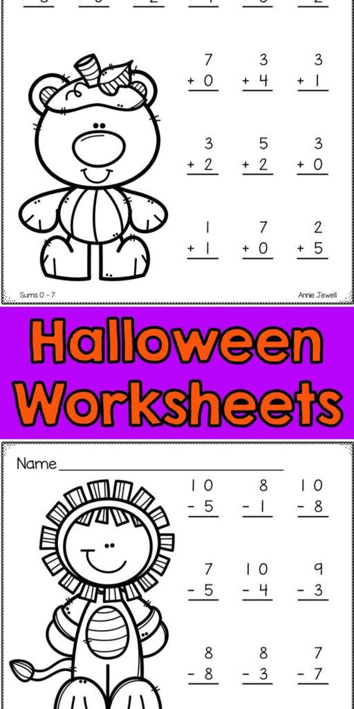 Halloween Addition And Subtraction Worksheets Numbers 0   10