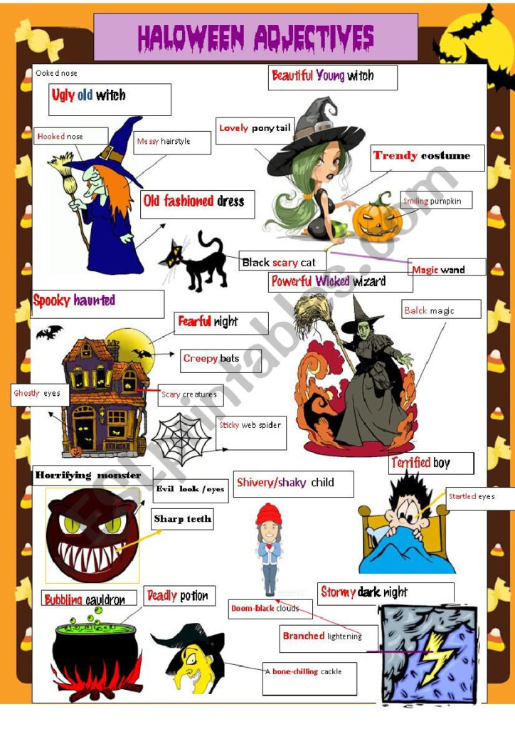 Halloween Adjectives   Esl Worksheetstessenspaola