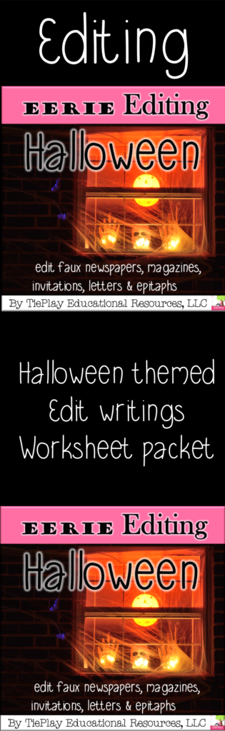 Halloween And Eerie Editing Writing Worksheet Packet No Prep