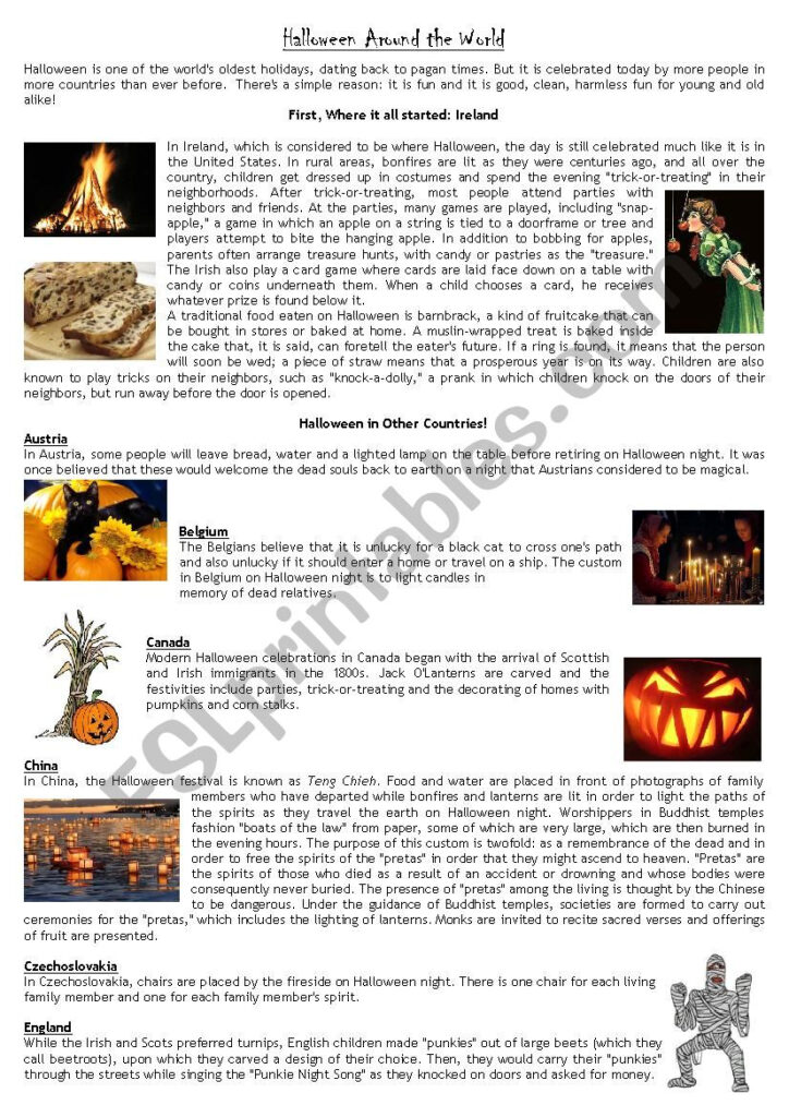 Halloween Around The World   Esl Worksheetromhy