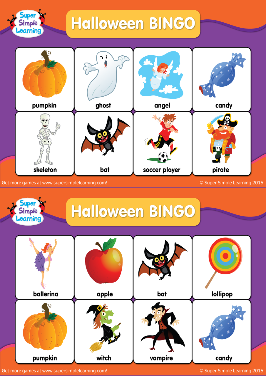 Halloween Bingo Cards - Super Simple
