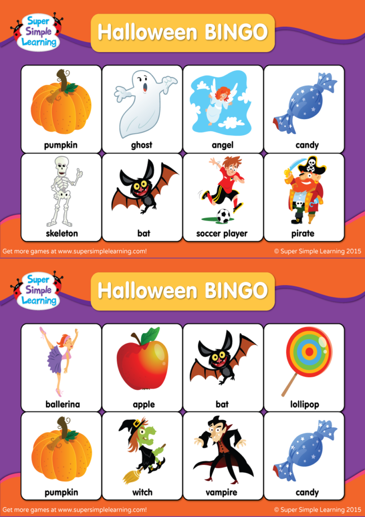 Halloween Bingo Cards   Super Simple