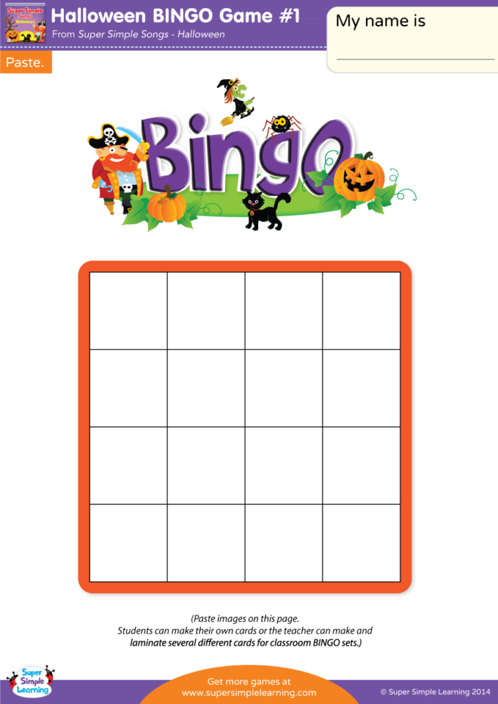 Halloween Bingo Game #1   Super Simple