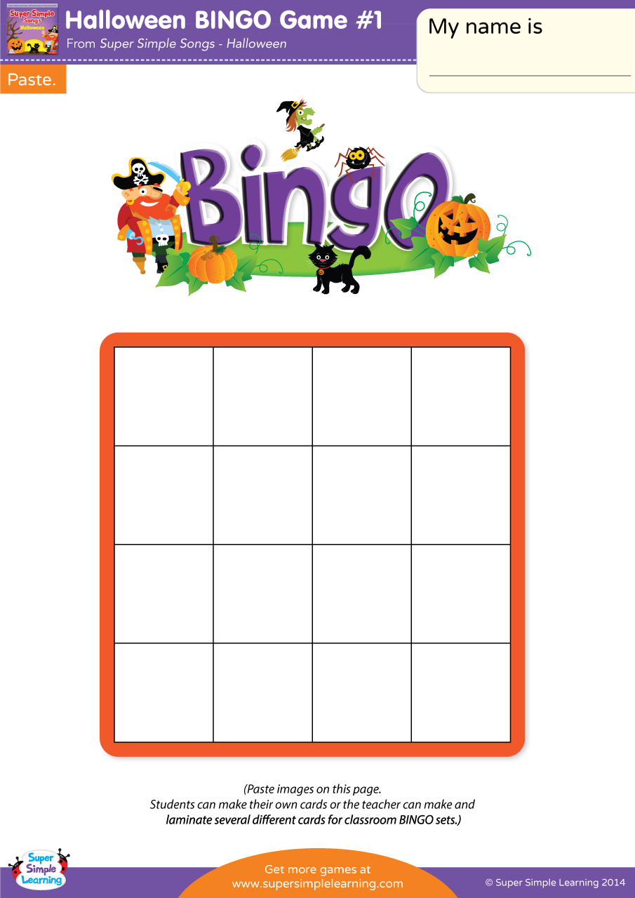 Halloween Bingo Game #1 - Super Simple