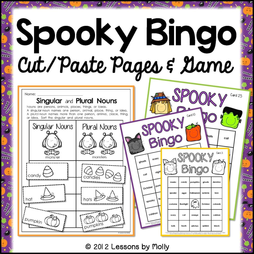 Halloween Bingo | Plural Nouns, Singular Nouns, Plurals