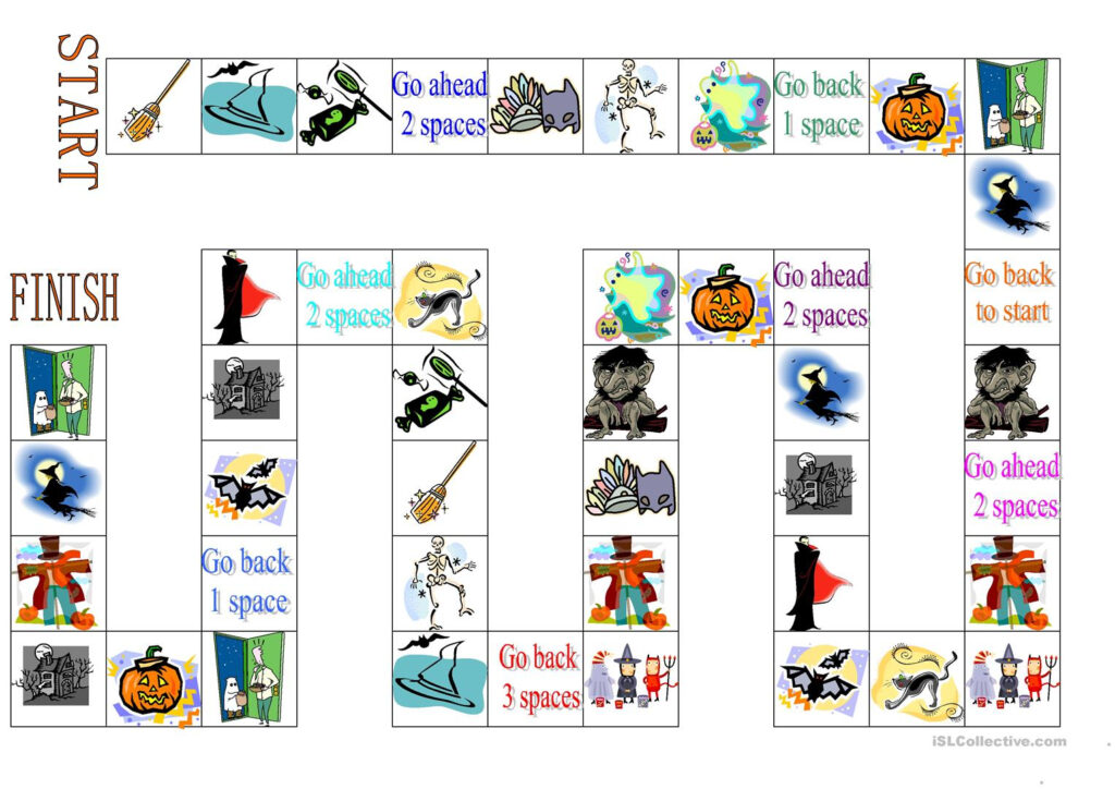 Halloween Board Game   English Esl Worksheets For Distance