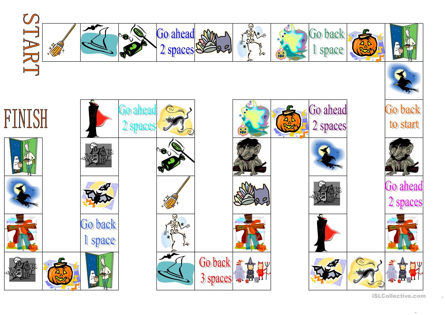 Halloween Board Game - English Esl Worksheets For Distance